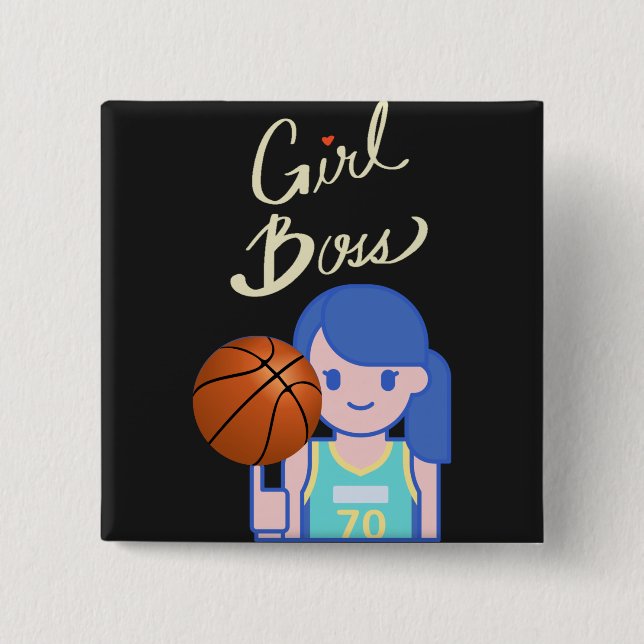 Girl Boss Basketball   15 Cm Square Badge (Front)