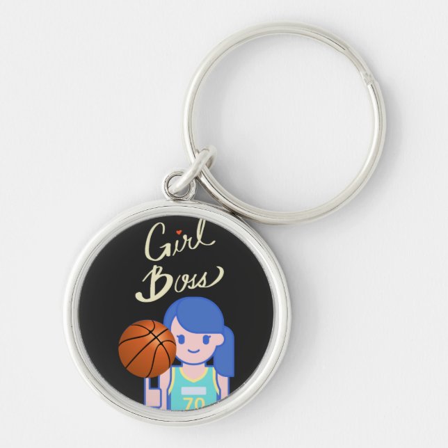 Girl Boss Basketball  Key Ring (Front)