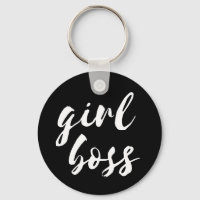 Girl boss black keychain