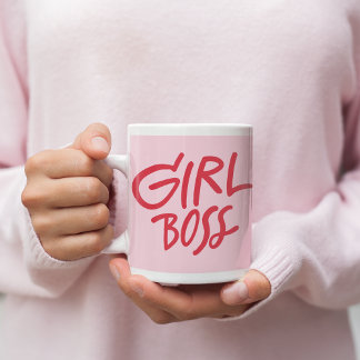 Girl Boss Bold Typography Red & Pink Feminine Coffee Mug