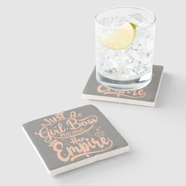 Girl Boss Building Her Empire Word Art   Stone Coaster (Side)