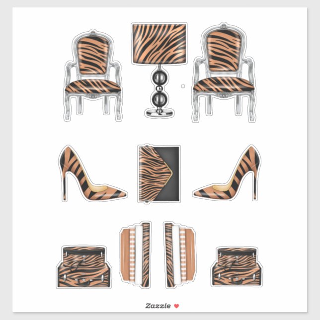 Girl Boss Decals High Fashion Tiger Print Stickers (Sheet)