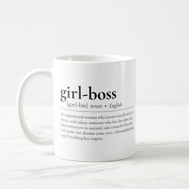 Girl-Boss Definition Modern Girl Boss Office  Coffee Mug (Left)