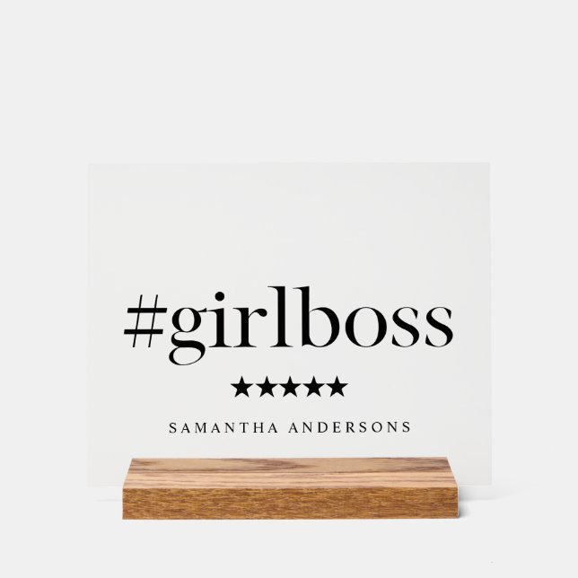 "Girl Boss" Desk Sign with Name (Front)