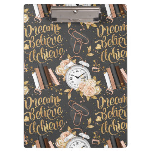 Girl Boss Dream Believe Achieve Clipboard