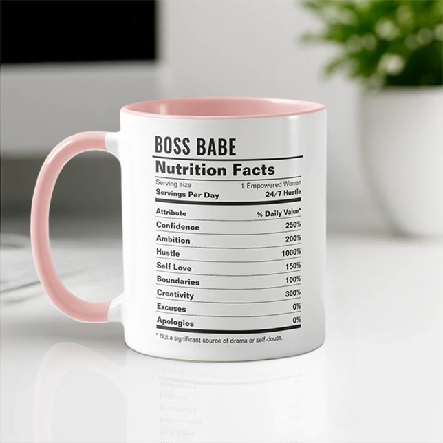 Girl Boss Female Entrepreneur Nutrition Facts Work Mug (Creator Uploaded)