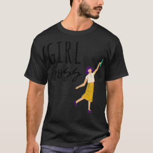 Girl Boss Funny With A Boss Woman Raising A Bottl T-Shirt
