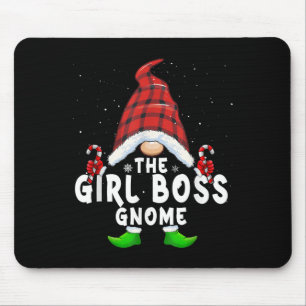 Girl Boss Gnome Buffalo Plaid Matching Family Chri Mouse Mat