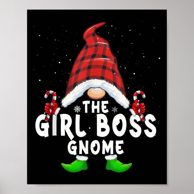 Girl Boss Gnome Buffalo Plaid Matching Family Chri Poster (Front)