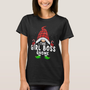 Girl Boss Gnome Buffalo Plaid Matching Family Chri T-Shirt