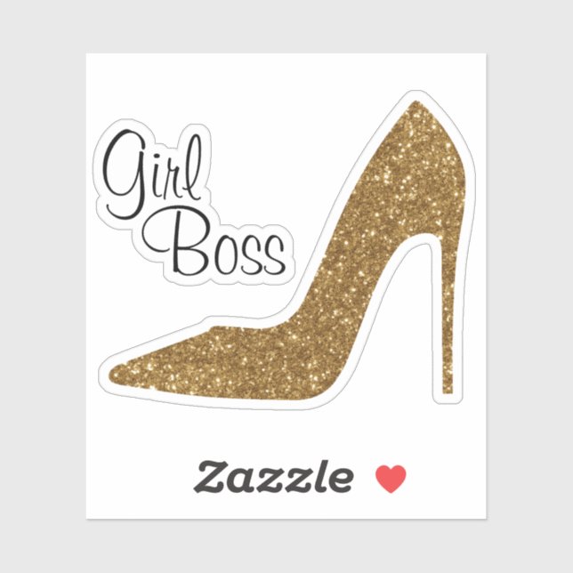 Girl Boss Gold Glitter Stiletto Heel Sticker (Sheet)