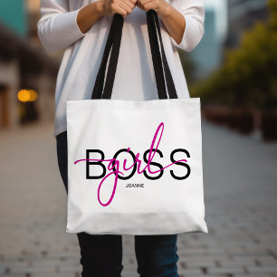 Girl Boss Hot Pink and Black Tote Bag