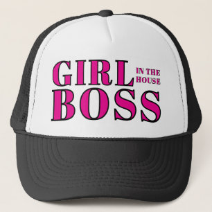 Girl Boss In The House Blank And Pink Gym Trucker Hat