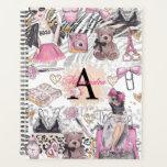 Girl Boss Luxury Black Pink Illustration Planner<br><div class="desc">Girl Boss Luxury Illustration Personalised design. If you need to move flowers on Front letter go to personalise further and move flowers as you need them. Matching products can be found in Girl Boss Collection.</div>