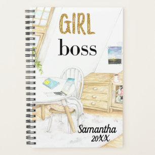 Girl Boss office Monogram Name Personalised Planner