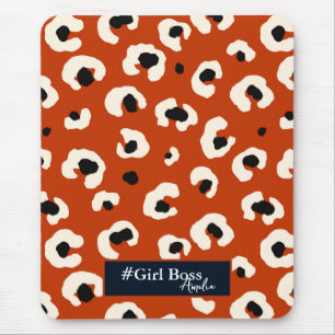 Girl Boss Personalised Bold Leopard Print Mouse Mat