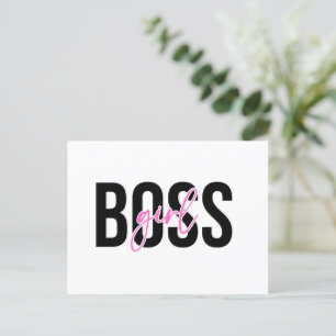 Girl Boss Pink Black Holiday Postcard
