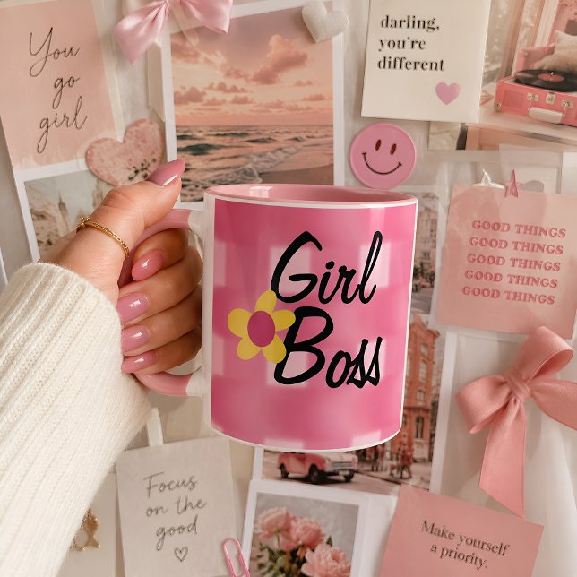 Girl boss pink plaid design  mug (Creator Uploaded)