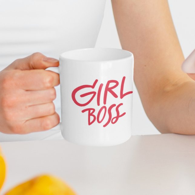 Girl Boss Red Bold Typography Feminine Girly Coffee Mug (Creator Uploaded)