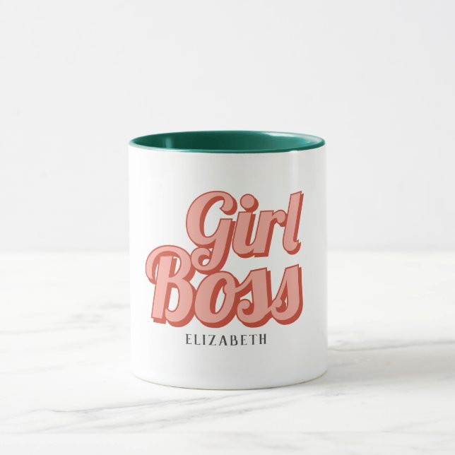 Girl Boss Retro Customised name Coffee Mug (Center)