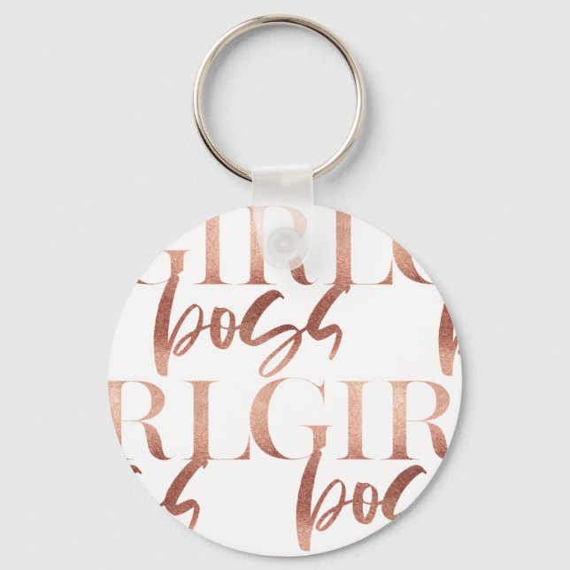 Girl Boss | Rose Gold Black Text | Key Ring (Front)