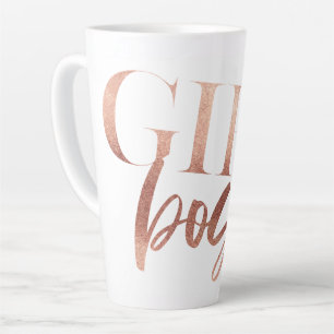 Girl Boss   Rose Gold Black Text   Latte Mug