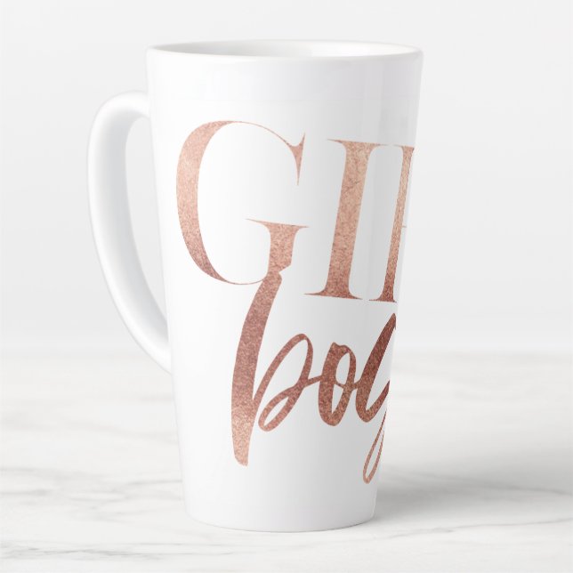 Girl Boss | Rose Gold Black Text | Latte Mug (Left Angle)