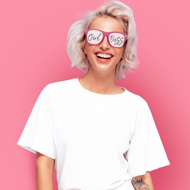 "Girl Boss" Trendy Script Typographic Retro Sunglasses (Creator Uploaded)