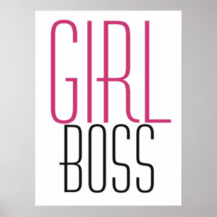 Girl Boss Typography Pink Black Poster
