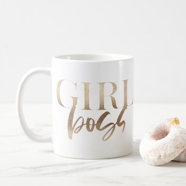 Girl Boss | Yellow Gold | Modern Powerful Coffee Mug (With Donut)