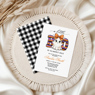 Girl bow Ghost Halloween Baby Shower Little Boo Invitation