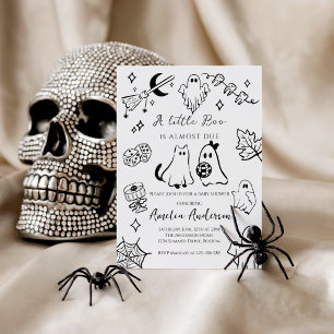 Girl bow Ghost Halloween Little Boo Baby Shower Invitation