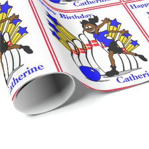 Girl Bowling 1 Personalised Birthday Gift Wrapping Paper