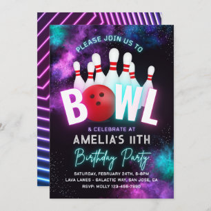 Girl Bowling Party Invitation   Bowling Invitation