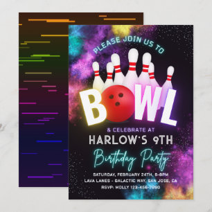 Girl Bowling Party Invitation   Bowling Invitation