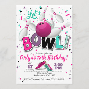 Girl Bowling Party Invitation for Bowling Party