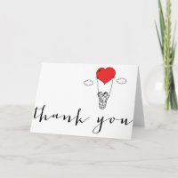 Girl & Boy Hot Air Balloon Doodles Thank You Card