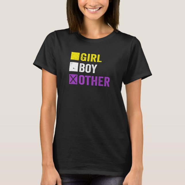 Girl Boy Other Non Binary Gender Checklist T-Shirt (Front)