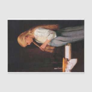 Girl Braiding Her Hair by Albert Anker Tissue Paper