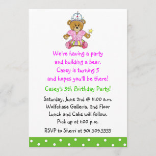 Girl Build a Bear Invitation
