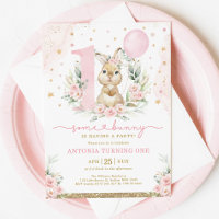 Girl Bunny 1st Birthday Pink Floral Balloon Party