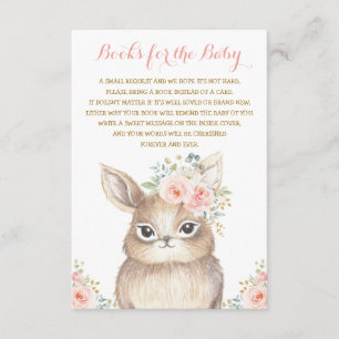 Girl Bunny Baby Shower Blush Floral Bring a Book Enclosure Card