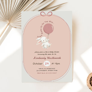 Girl Bunny Pink Bow Baby Shower Invitation