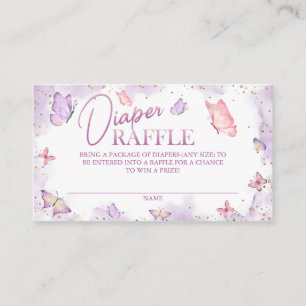 Girl Butterfly Baby Shower Diaper Raffle Place Card