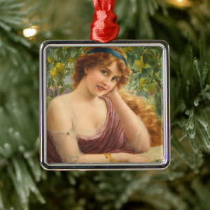 Girl by Lemon Tree (1913) Metal Tree Decoration