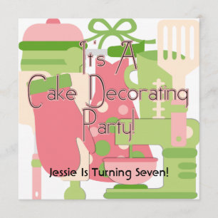 Girl Cake Decorating Party Birthday Invite