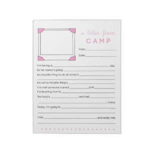 Girl Camp Stationery Letter from Camp Notepad