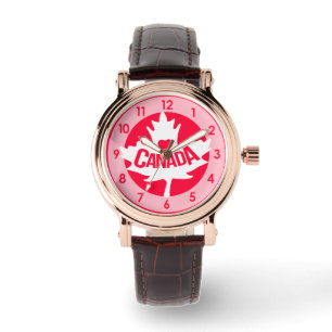Girl Canada leaf heart wrist watch
