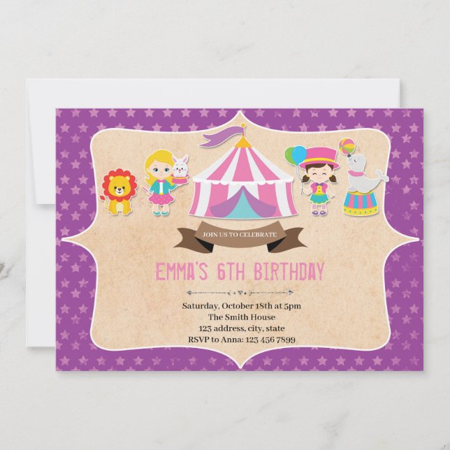 Girl Carnival Birthday Party Invitation (Front)