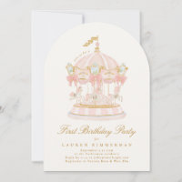Girl Carousel Fairytale Cream Arch Birthday Party